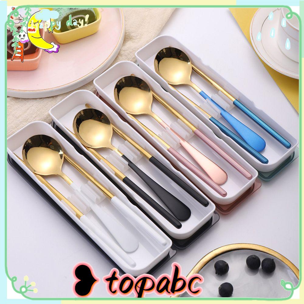 Top 2Pcs Sendok Garpu Set Portable Garpu Sendok Set Alat Makan Set Alat Makan