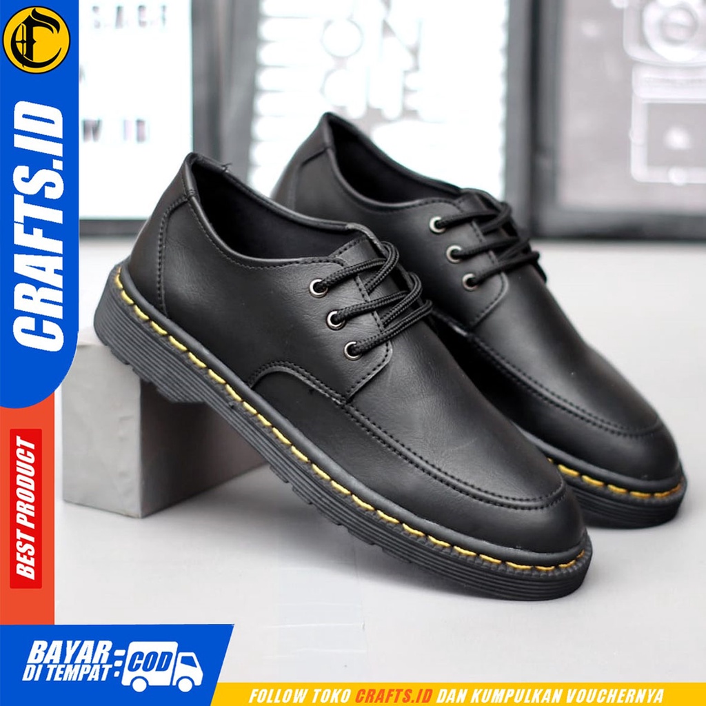 CRAFTS spring - Sepatu Pantofel Formal Docmart Kerja Hitam Pria