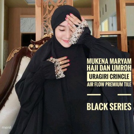 Mukena Setelan Berlengan Uragiri Crinkle Airflow Premium Ori Renda Tile Cantik / Mukena Maryam Crink
