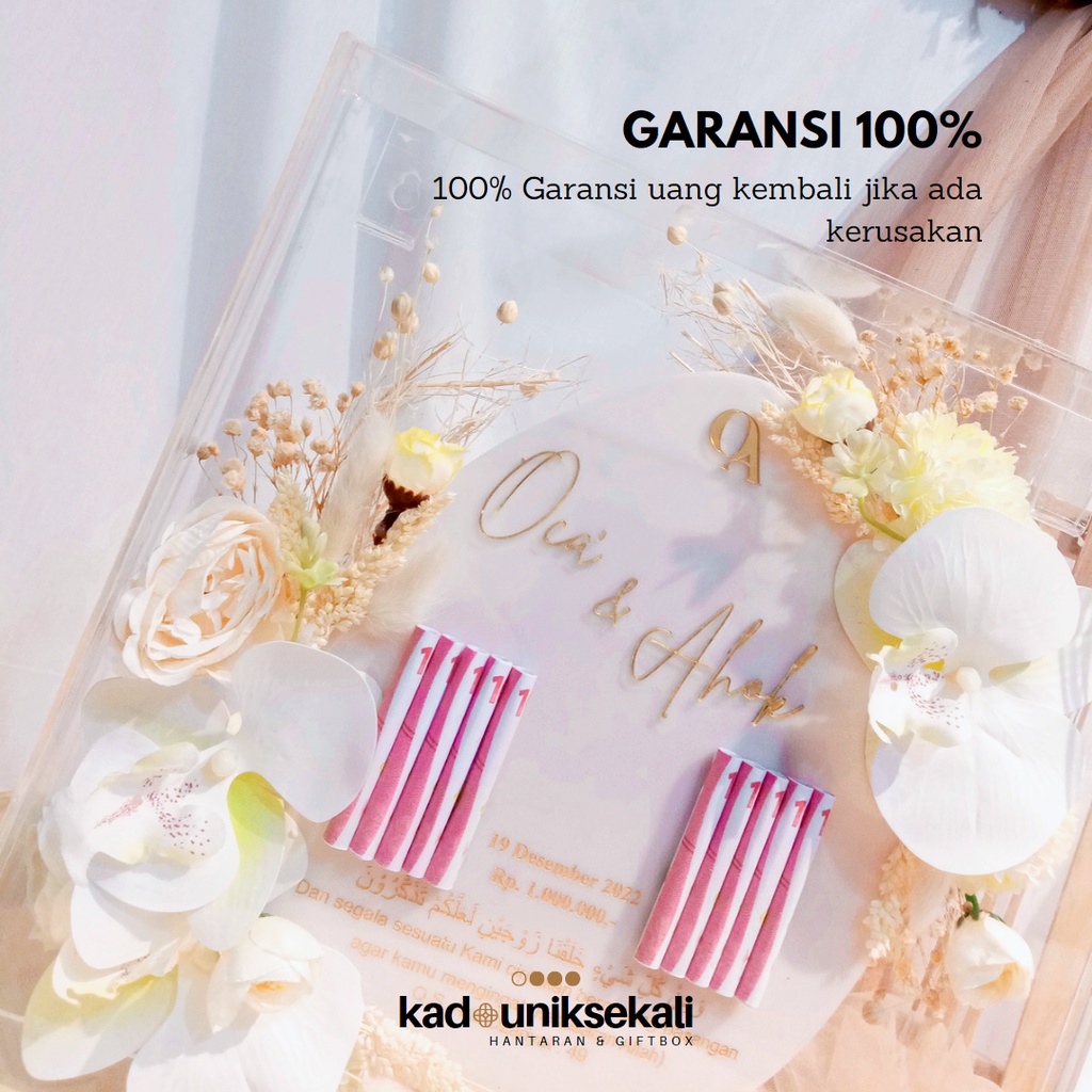 SUPER WHITE MAHAR ACRYLIC 30x30CM | MAHAR PERNIKAHAN CUSTOM | HANTARAN WEDDING TANPA PRE ORDER