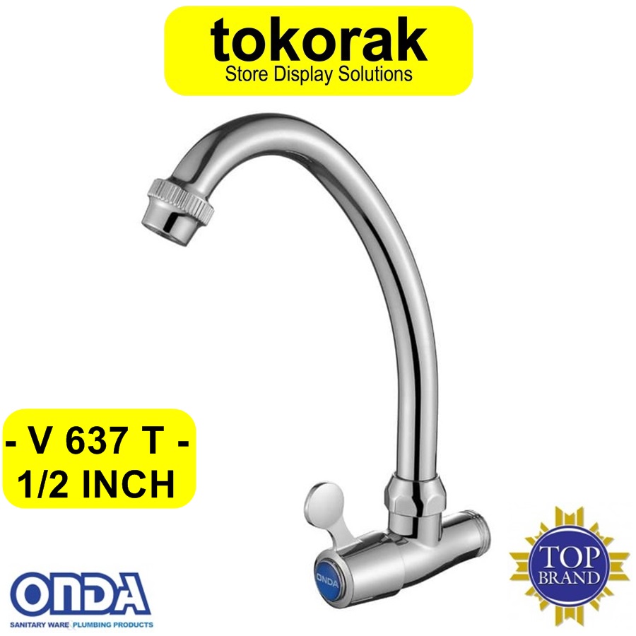 KRAN AIR DAPUR V 637 T ONDA KERAN TEMBOK ANGSA CUCI PIRING 1/2&quot; V637