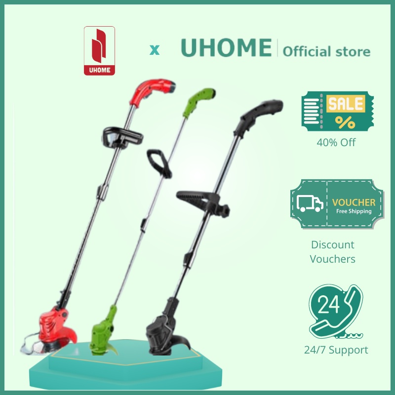 Mesin Potong Rumput 12 V UHOME Cordless Lawn Mower Grass Trimmer Pemangkas Rumput Mesin Pemotong Rum