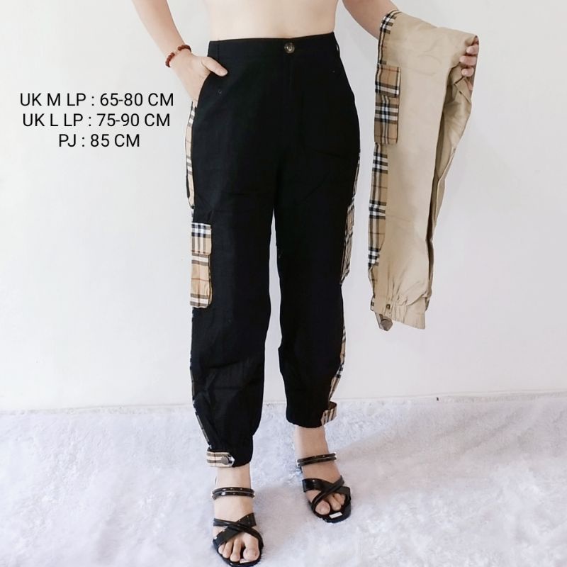 520 CELANA JOGER WANITA KOTAK KOTAK