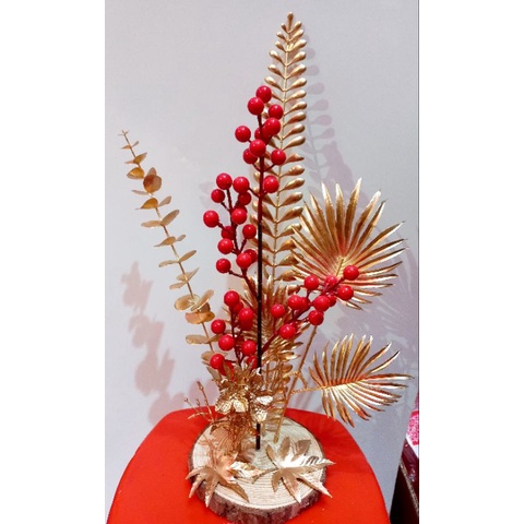 Artificial Flower CNY / Bunga Red Berry Imlek / Bunga Emas Imlek / Souvenir HamperS CNY / Pohon Hoki Imlek