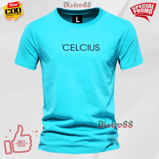 Kaos Distro Terbaru Lengan Pendek T-Shirt Celcius Text Hitam Premium Quality/Kaos Anak-Anak/Dewasa P