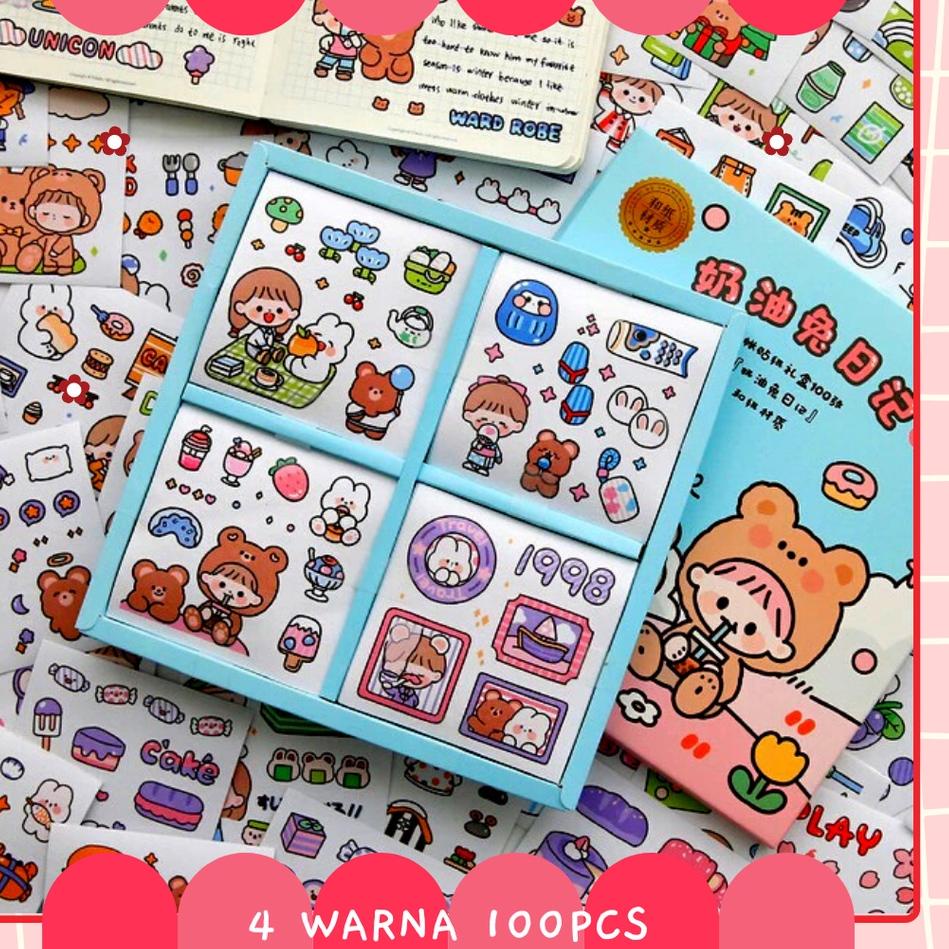 

Obral Menarik Stiker BOX 2D Tempel Lucu 4 Warna Isi 100 Lembar Anti Air Design DIY Cute Aesthetic Sticker