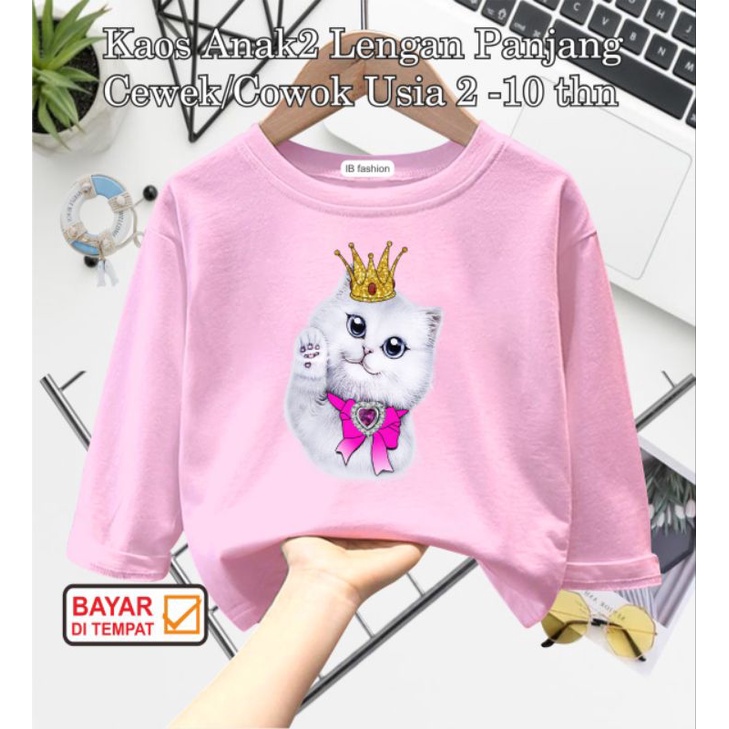 ((IB))KAOS ANAK2 UNISEX PANJANG/KUCING DIGITAL SABLON