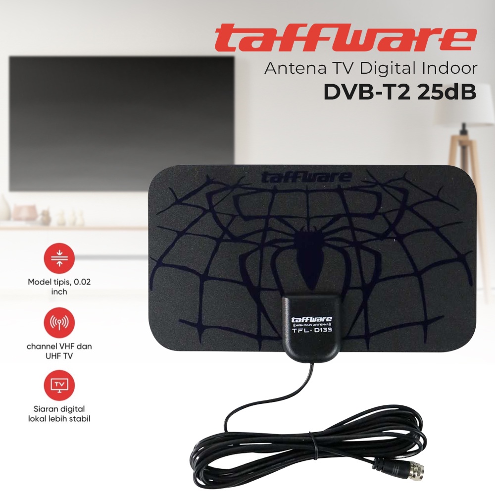 Antena TV Digital DVB T2 Taffware TFL-D139 Original Gain 25 dB Pemancar Televisi Digital