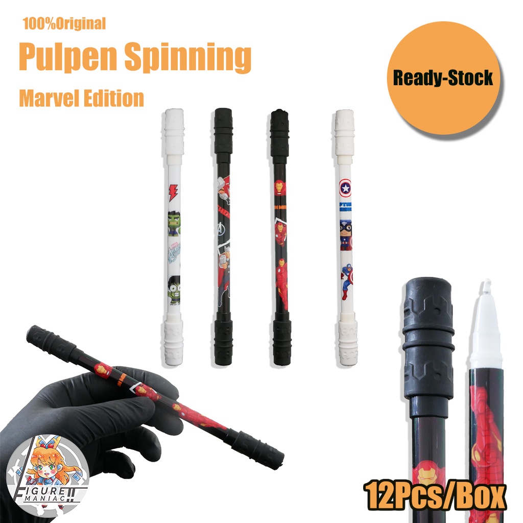 Spinning Pen - Pulpen Putar Rubber Plastik Non LED Edition Superhero Murah Viral Berkualitas