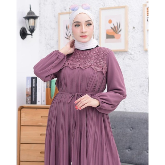 GAMIS MIRELLA PLISKET MIX RENDA FASHION TERBARU