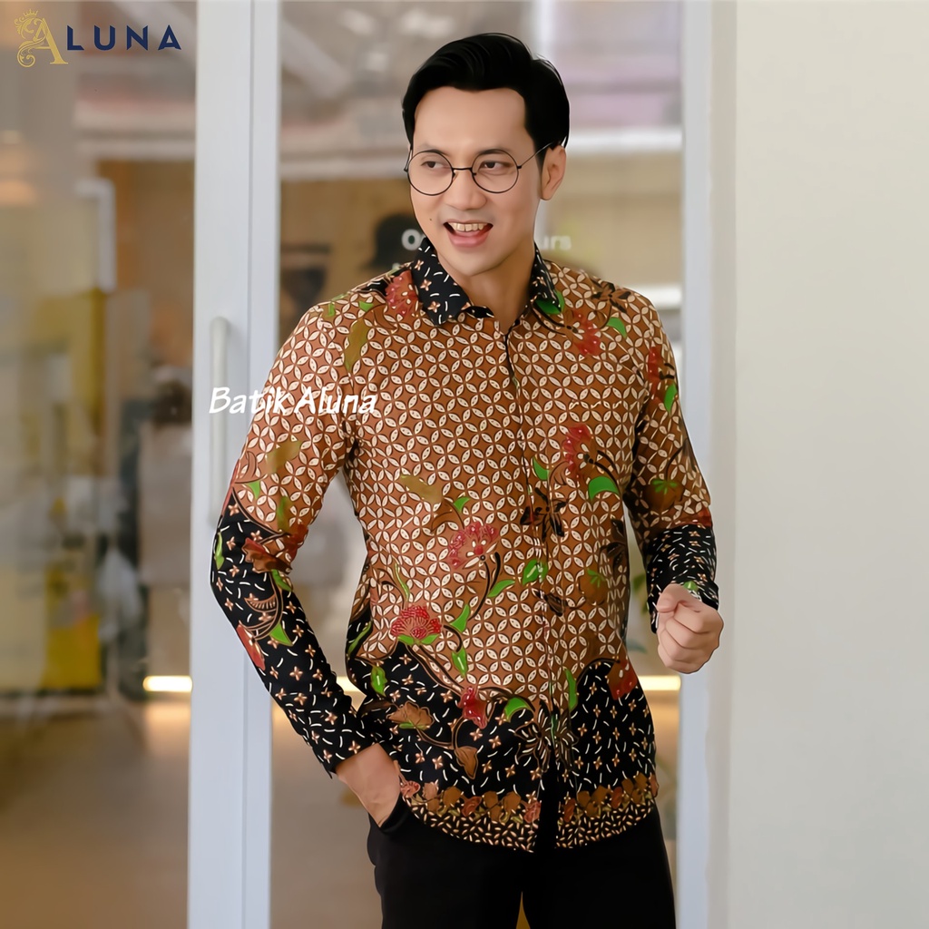 Baju Batik Pria Cowok Lengan Panjang Slimfit Atasan Batik Premium Pria Cowok Kekinian Original Modern Seragam Kantor Jumbo SBA 10