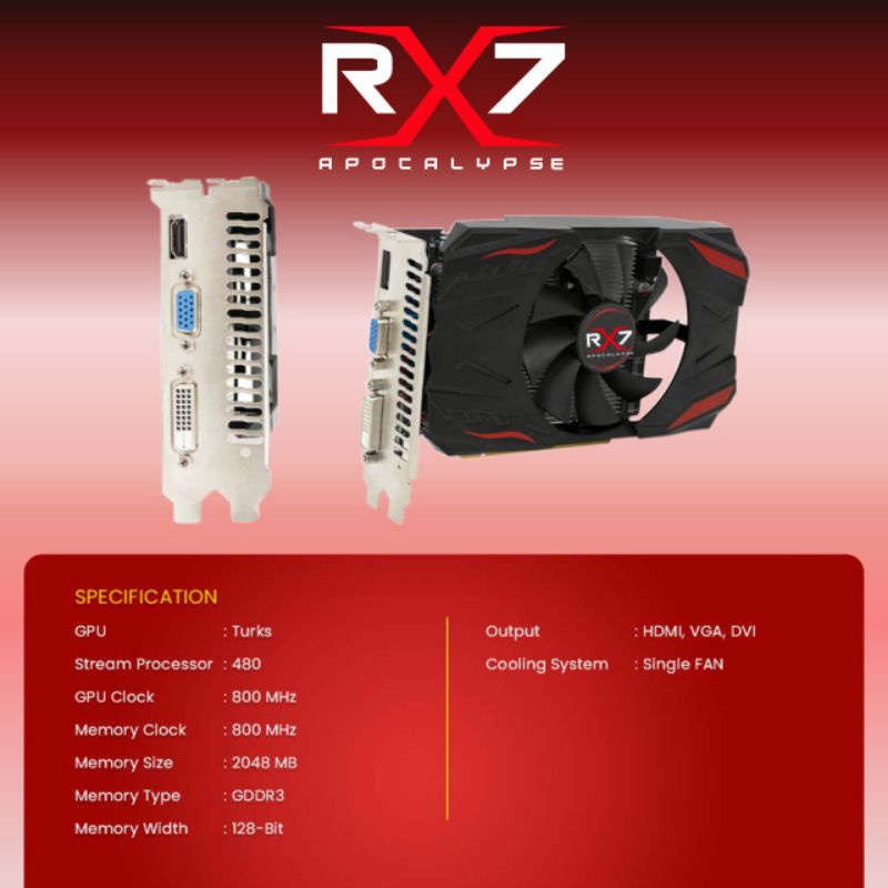 VGA RX7 HD 7670 2GB DDR3 128 BIT REAL CAPACITY RESMI