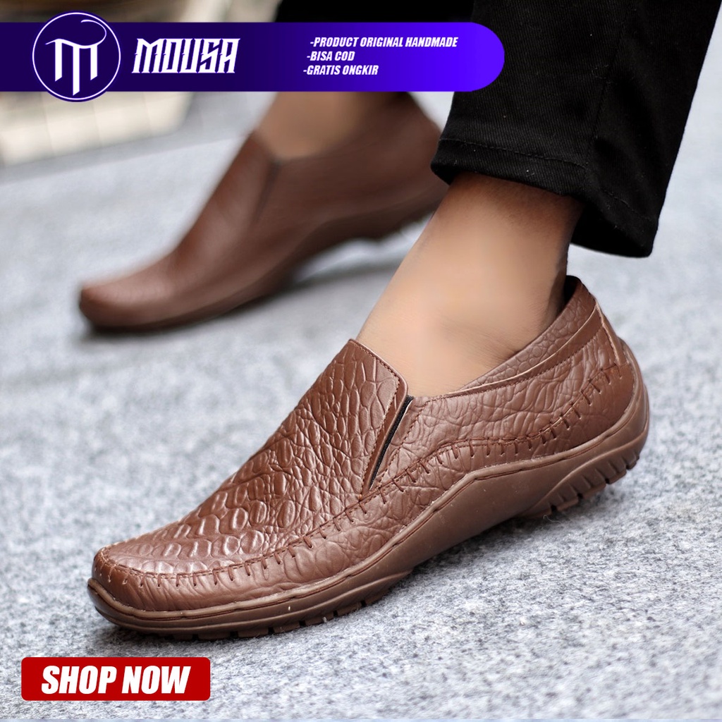 Sepatu Formal Pria Pantofel Kulit Asli Mousa Croco