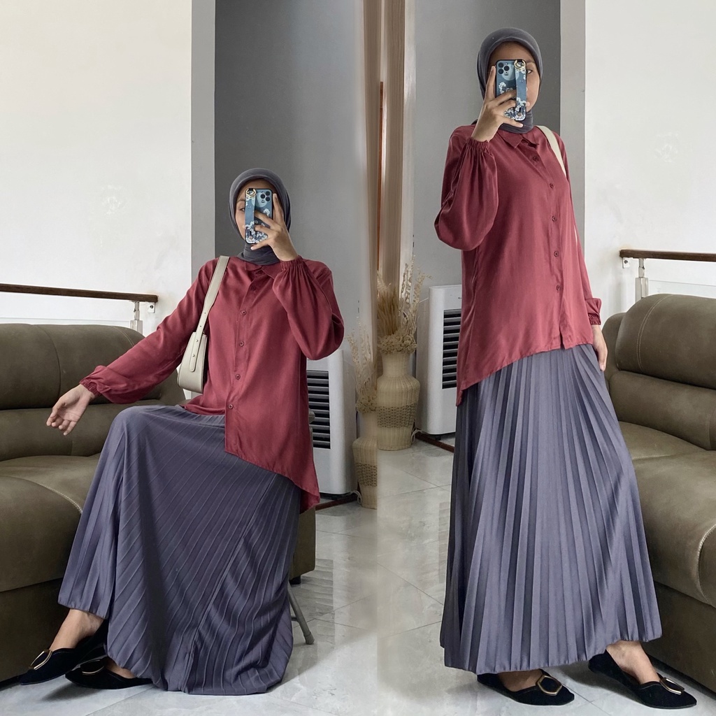 KARINA blouse by ZALFA OUTFIT / blouse polos / kemeja polos / blouse rayon