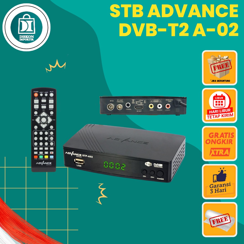 ADVANCE DIGITAL SET TOP BOX DVB-T2 STP-A02/STP-A01 PENERIMA SIARAN DIGITAL