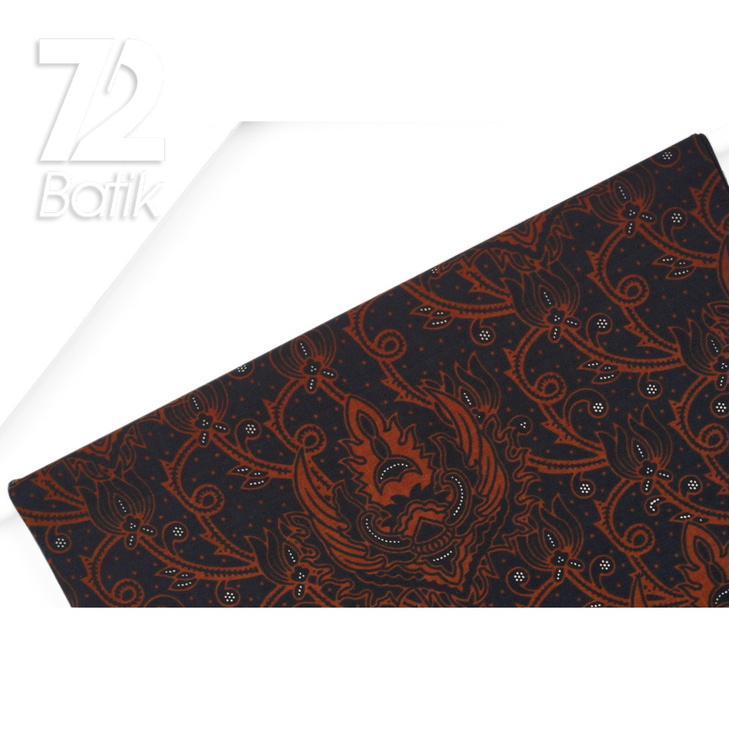 KAIN BATIK PREMIUM Bahan Katun Motif Emblem Klasik Warna Hitam Coklat 723090 Cap 72IL Jarik Jarit Samping Kebat Panjang Batik Katun Modern Premium Bahan Seragam Batik Pernikahan Kantor Keluarga Murah Kamen Jadi Batik Bali Lembaran