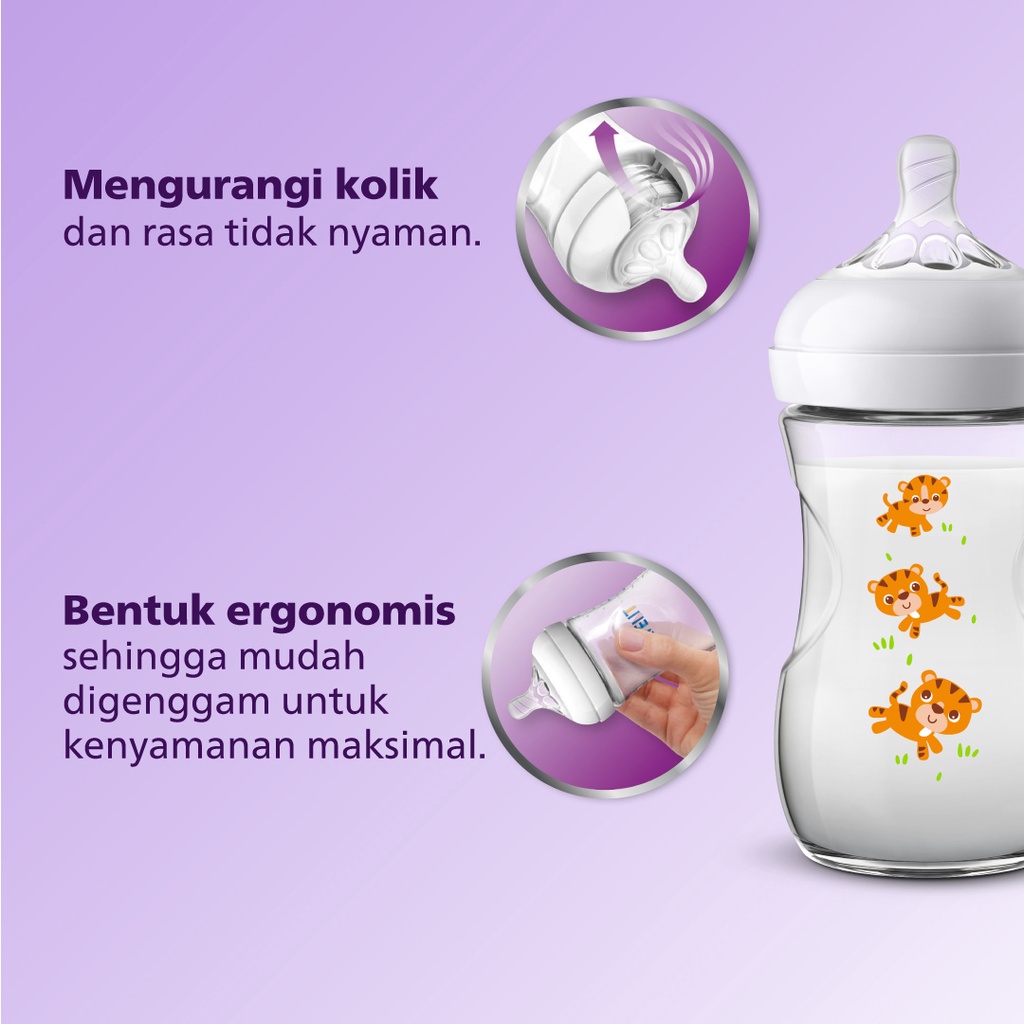 Philips Avent Natural Bottle Single 9Oz SCF627 - 260ml (Tersedia Varian Motif)