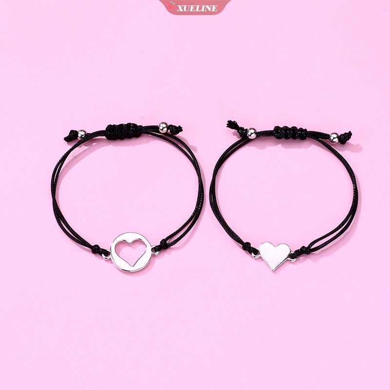 2buah /set Gelang Tenun Cinta Sederhana Berongga Cinta Gelang Tenun Tangan Wanita Pria handmade Persahabatan Kekasih Perhiasan Hadiah Pesta [ZXL]