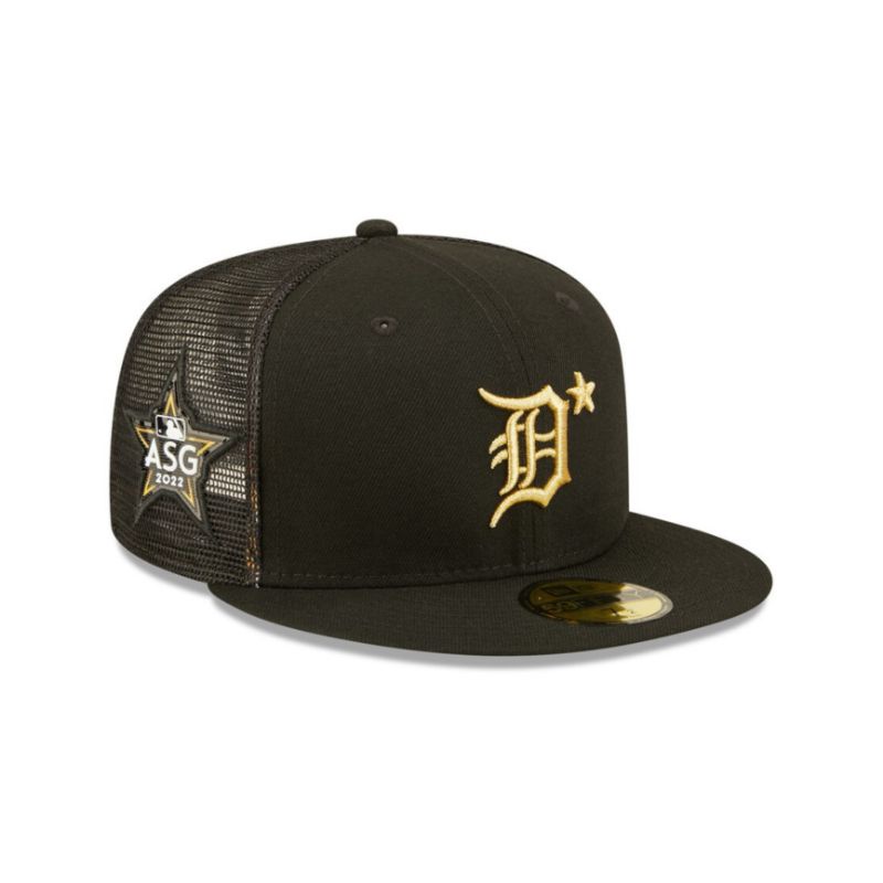 Topi New Era Cap Detroit Tigers All Star Game 22 Black Trucker 59Fifty Fitted Hat Original