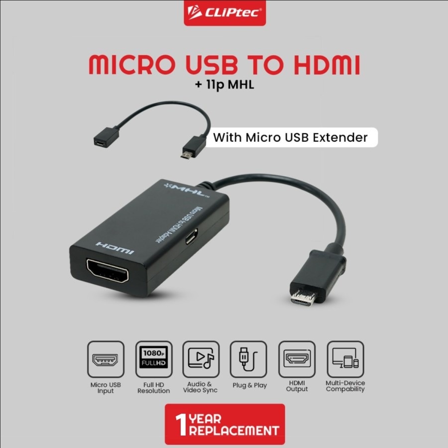 Converter Kabel CLIPtec CL-CC MUH MICRO USB To HDMI + 11P MHL