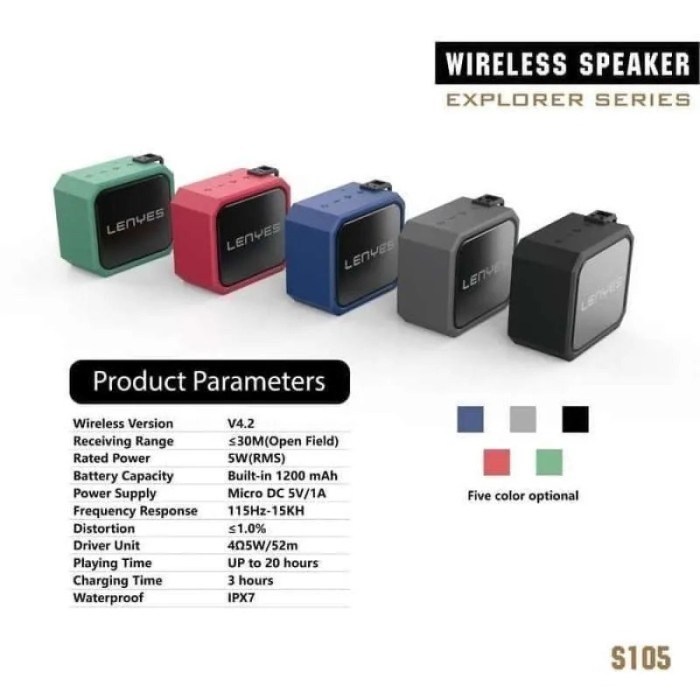 Speaker Lenyes TWS S105 S108 Bluetooth Waterproof Anti Fall Wireless Connection