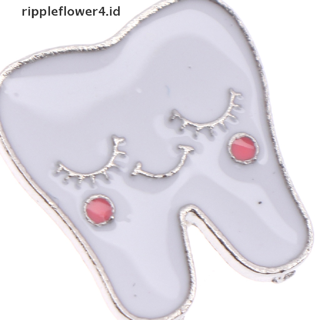 {rippleflower4.id} Gigi Logam Enamel Bros Gigi Kartun Gigi Lencana Pin Trendi Kostum Perhiasan Hadiah~