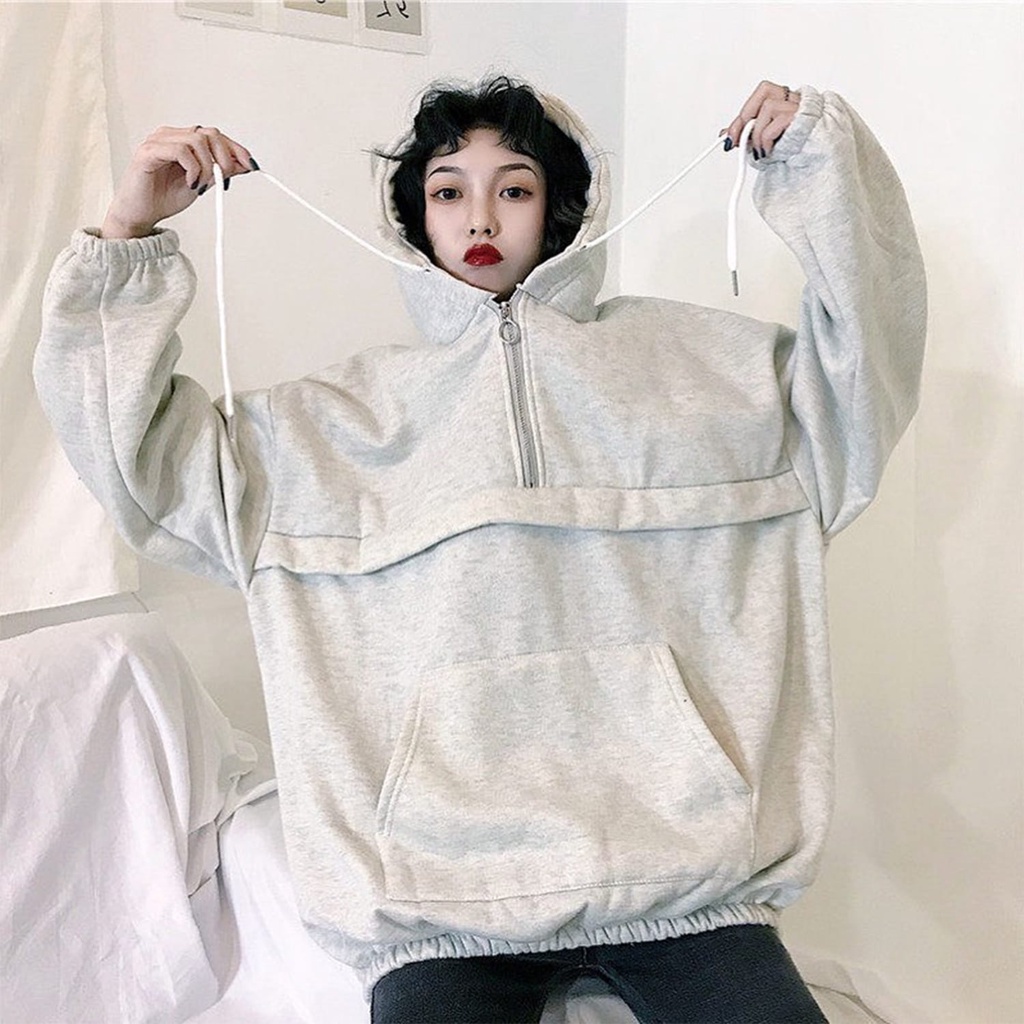 ZAIRA Sweater Hoodie Wanita Oversize |  Sweater Big Size Wanita Korean Style Kekinian