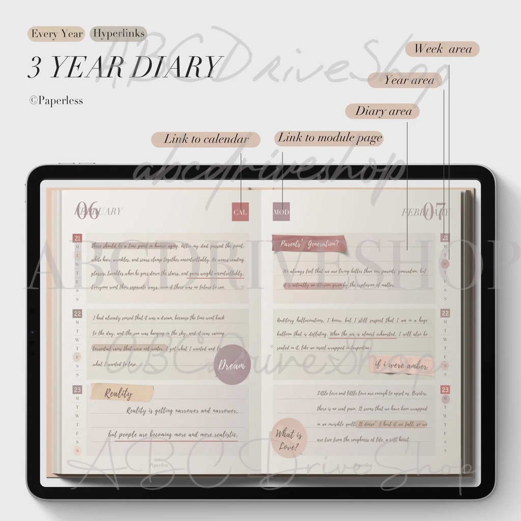 Digital Planner - Undated 3 Years Diary