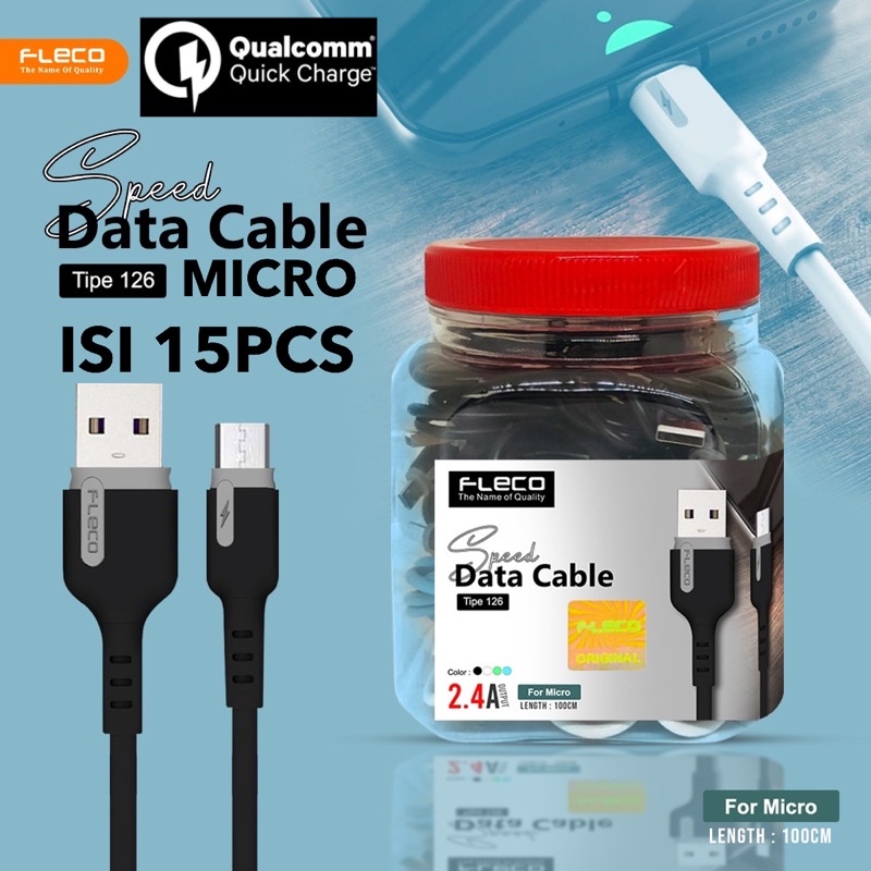 KABEL FLECO TOPLES ISI 15PC T126 MICRO ORIGINAL 2.4A FOR ANDROID SMARTPHONE BY SMOLL