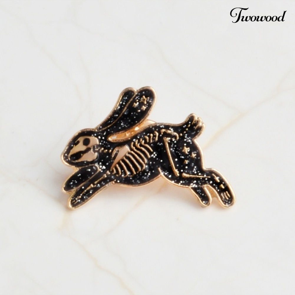 Twowood Unisex Skeleton Running Rabbit Enamel Bros Pin Tas Topi Jaket Kerah Lencana