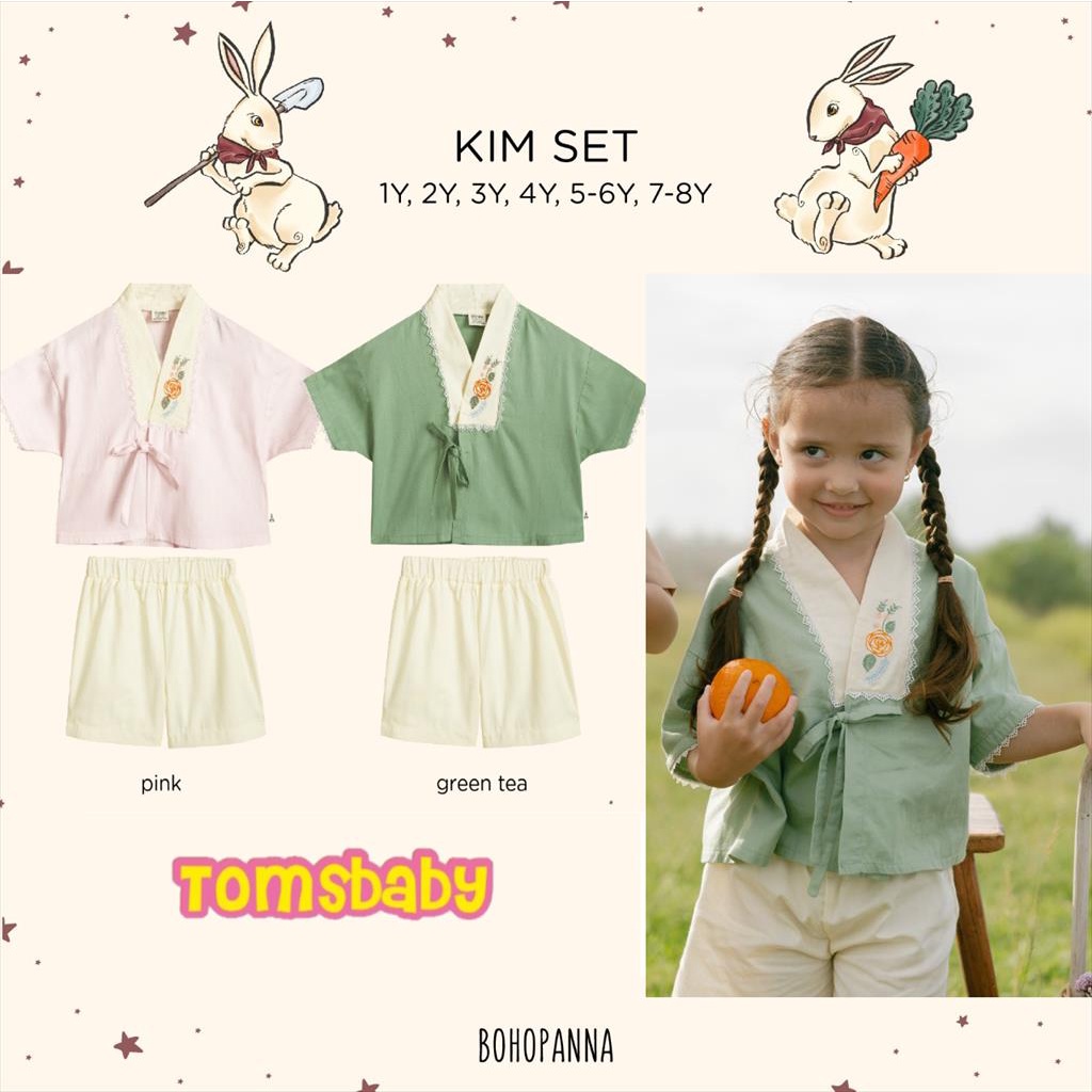 [TOMS] BOHOPANNA (1stel) KIM SET 1-8 Tahun Setelan Kimono Cheongsam Anak Perempuan Girl  CNY Baju Imlek 2023