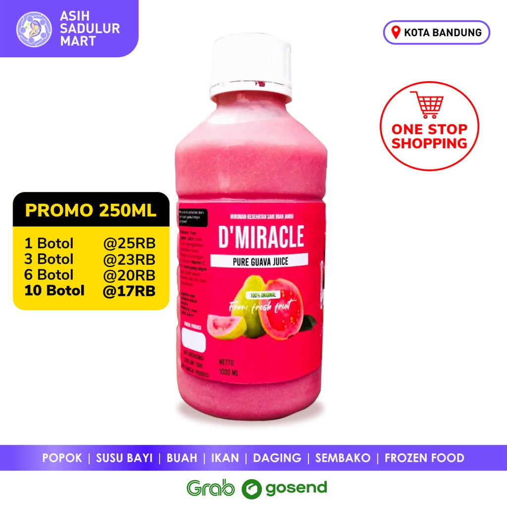 Sari Buah Jambu D'Miracle 250ml Pure Guava Juice Promo Bandung