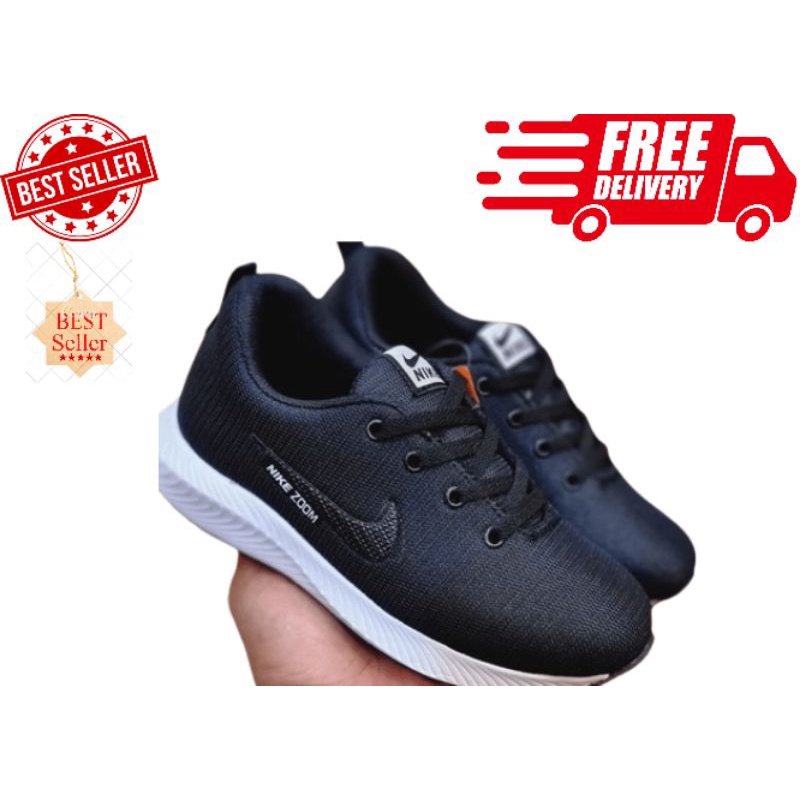 Sepatu Anak Anak Nike Zoom Hitam Putih Sepatu Sekolah Size 33-37