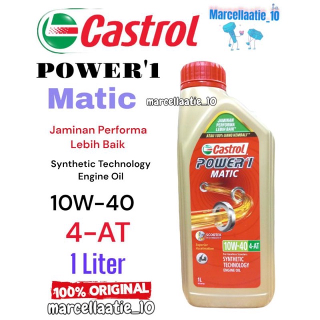 OLI MESIN CASTROL POWER1 MATIC 4T 10W-40 1000 ML OLI CASTROL ORI OLI CASTROL MURAH OLI CASTROL MATIC