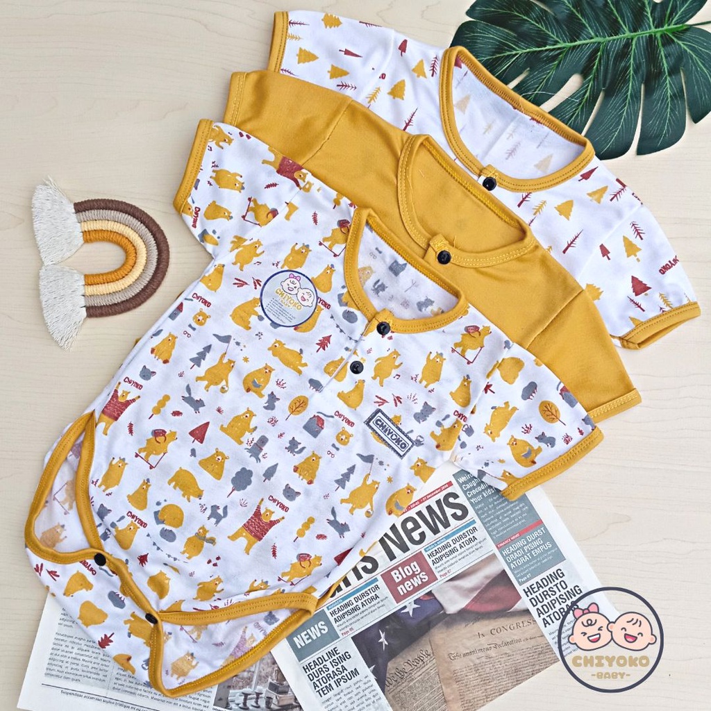 3 Pcs Jumper Bayi Jumpsuit Segitiga SERIAN MUSTARD Chiyoko Baby