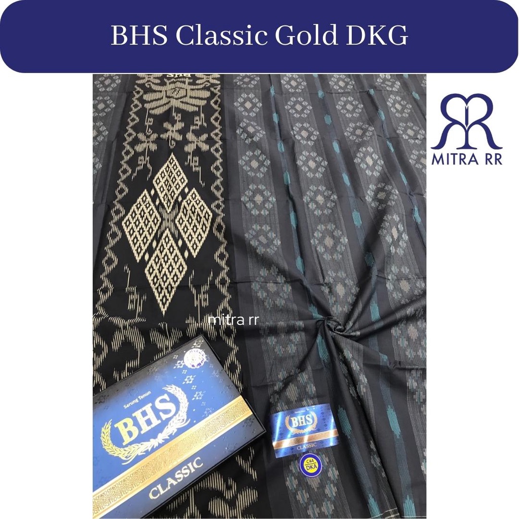 Sarung BHS Classic Gold Motif DKG Hitam Biru Cokelat Merah / Sarung Dewasa