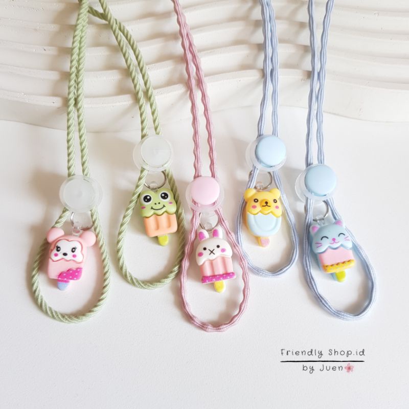 STRAP MASKER ANAK - DEWASA 2 IN 1 Clay Ice/ KALUNG MASKER / TALI MASKER / LANYARD MASK STOPER 2IN1