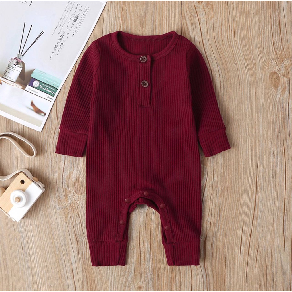 Baju Jumper bayi Panjang Doodle Polos / Sleepsuit Doodle Polos Premium