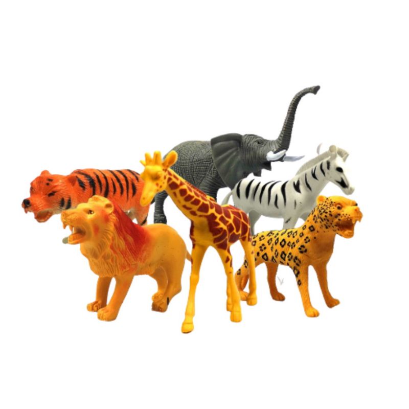 Mainan Anak Hewan Hewanan Singa Jerapah Gajah Macan Zebra Leopard