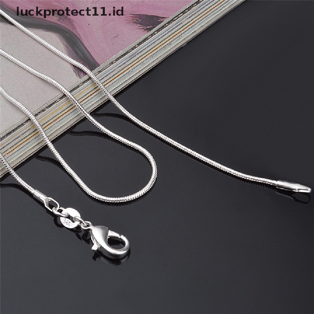 /Fashion Hot///fashion Hot// Fashion 925 Sterling Silver Lapis Cap925 Rantai Ular 1mm Kalung 16 &quot;18&quot; 20 &quot;22&quot; 24 &quot;.