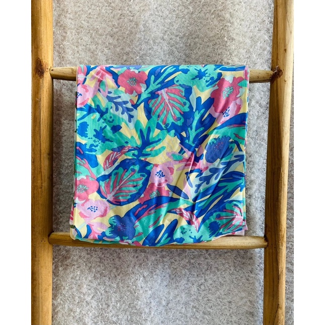 kain katun rayon viscose premium motif bunga dan daun kecil