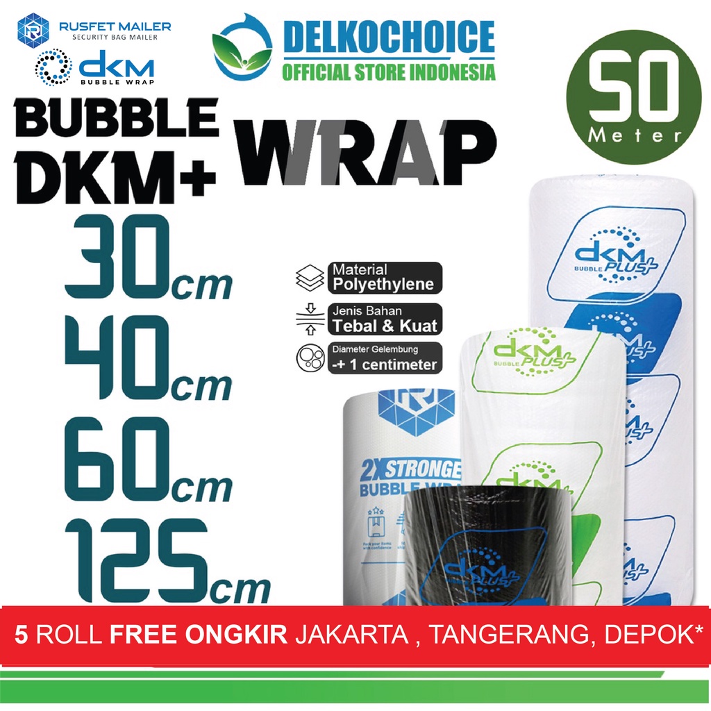 

BubbleWrap DKM PLUS 50cm Plastik Bubble Wrap BERWARNA TERMURAH / ROLL