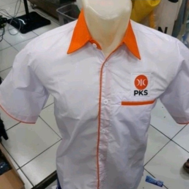 KEMEJA PARTAI PKS PUTIH COMBINE ORANGE - PKS