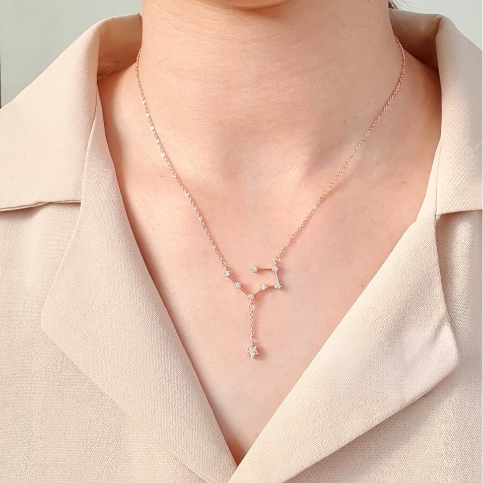 Kalung Liontin Zodiak Wanita Anti Karat Titanium Premium
