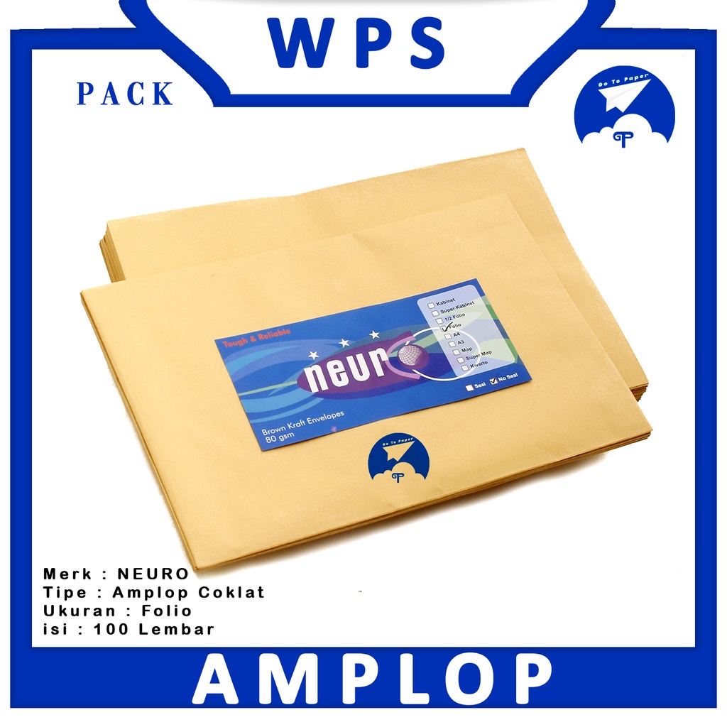 

NEURO - Amplop Cokelat Polos Ukuran Folio 80gsm No Seal - Pack