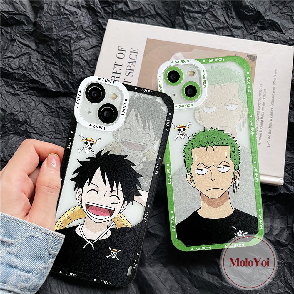 IPHONE Casing Shockproof Kompatibel Untuk Iphone14 13 12 Pro Max11 7Plus 8Plus XR X XS Max 6 6s 8 7 Plus SE 2020 TPU Lembut Kartun Anime One Piece Luffy Zoro Angel Eyes Cover