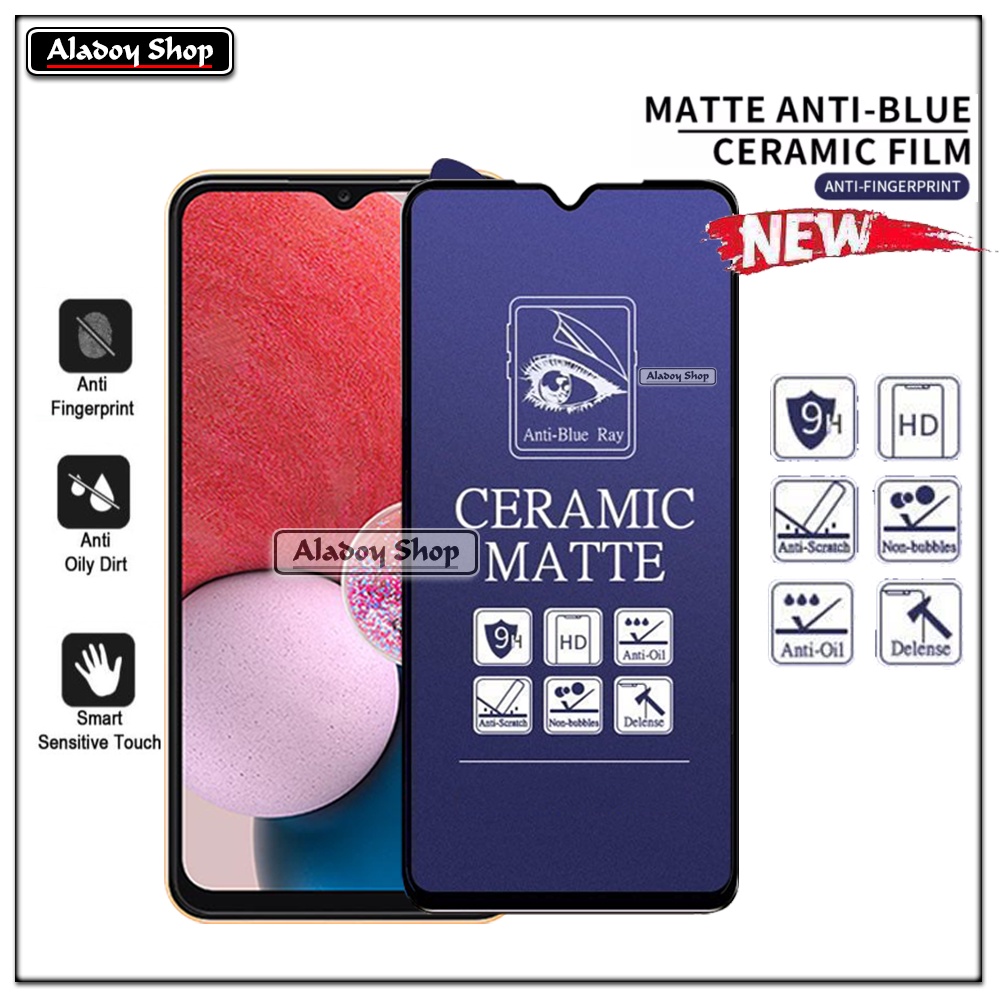 PAKET 3IN1 Anti Gores Blue Matte Anti Glare Samsung A13 4G + Tempered Glass Camera dan Skin Carbon