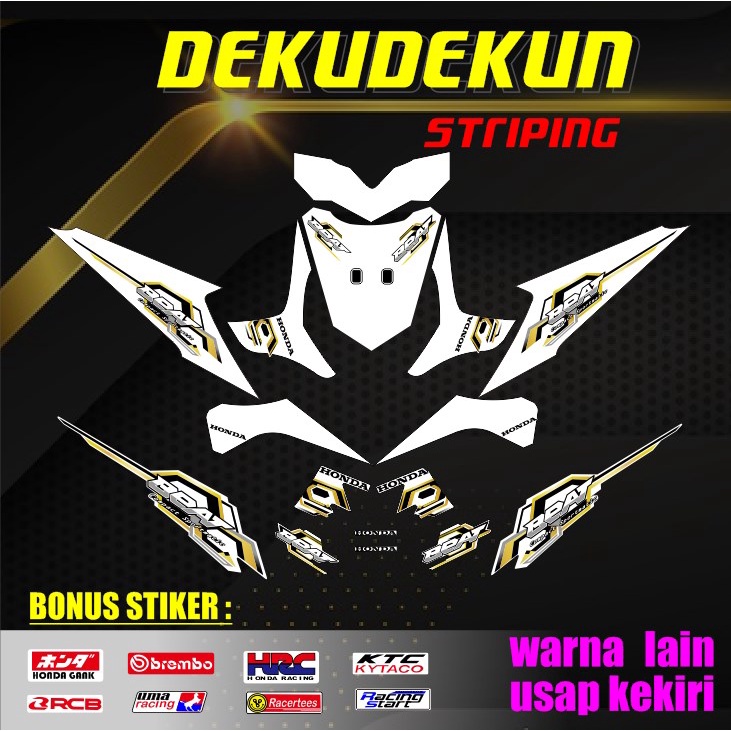 Striping Sticker Decal Stiker Honda Beat Karbu Old Lama Variasi Custom Model Ori Tahun 2008 - 2012 D