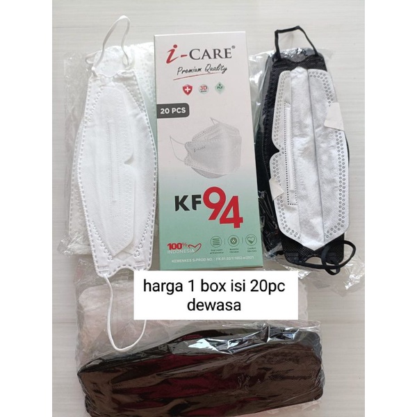 masker kf94 evo icare 3d isi 20pc 4 ply bagus  DEWASA ready 9 WARNA TERLENGKAP(20PC KF94)