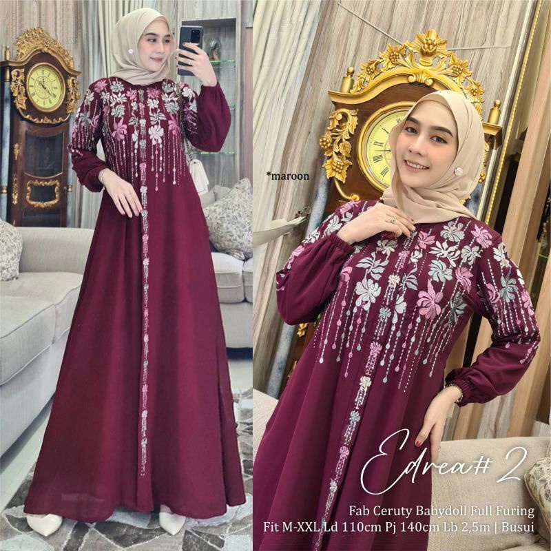 DRESS MUSLIM, Fashion Muslim, baju wanita, dress, gamis, Baju gamis, fashion wanita, Edrea 2 Dress